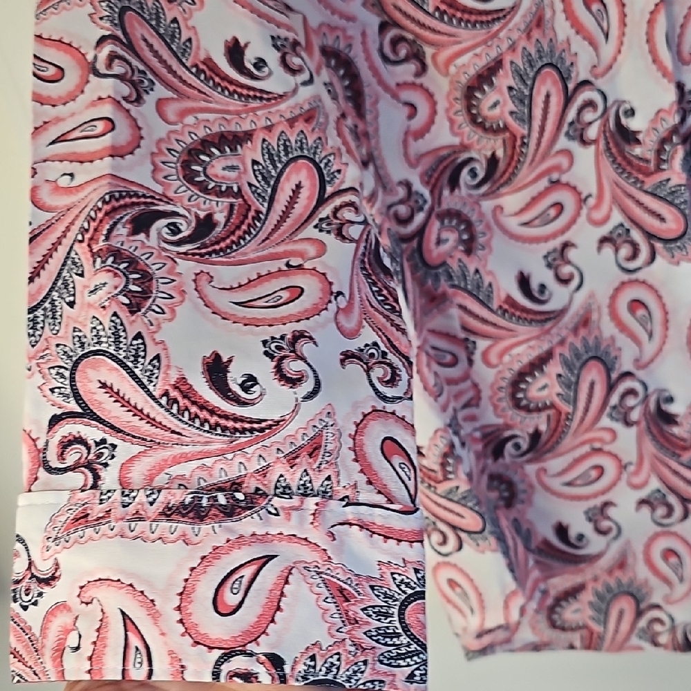 Basic Editions Pink and Black Paisley Button Down Shirt - Picture 5 of 8